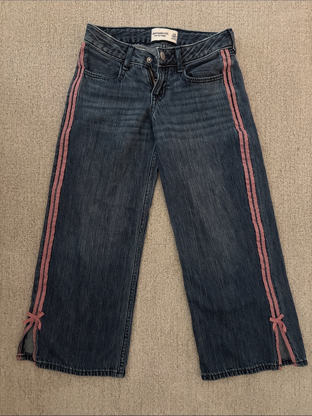 abercrombie kids Dark Blue Jeans with Pink Side Stripes